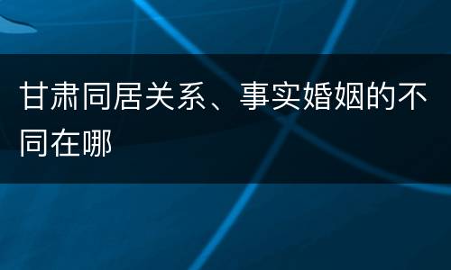 甘肃同居关系、事实婚姻的不同在哪