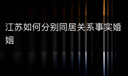 江苏如何分别同居关系事实婚姻