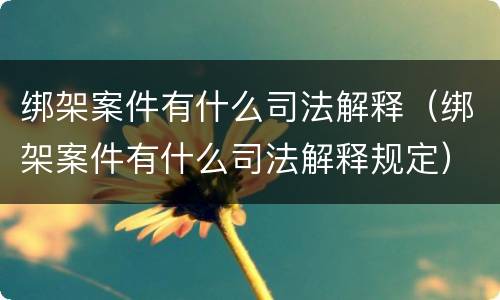 绑架案件有什么司法解释（绑架案件有什么司法解释规定）