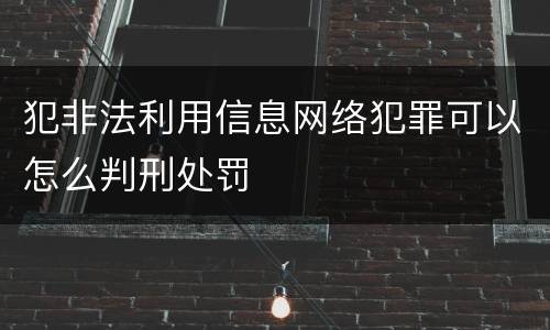 犯非法利用信息网络犯罪可以怎么判刑处罚