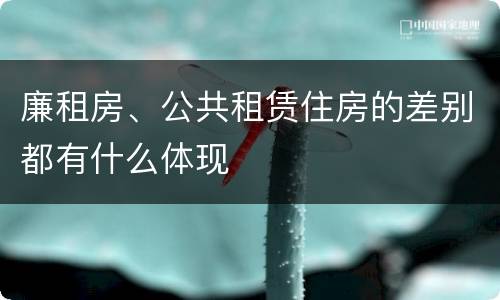 廉租房、公共租赁住房的差别都有什么体现
