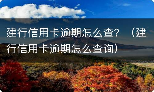 建行信用卡逾期怎么查？（建行信用卡逾期怎么查询）