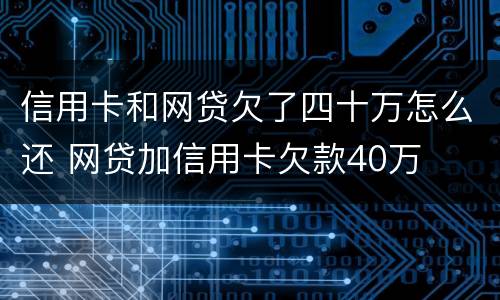 信用卡和网贷欠了四十万怎么还 网贷加信用卡欠款40万