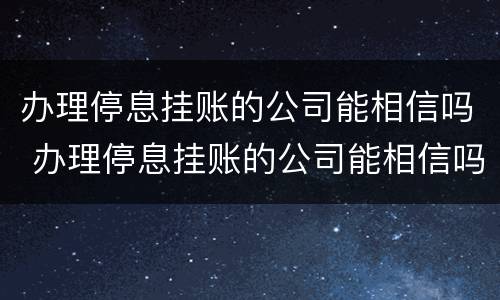 办理停息挂账的公司能相信吗 办理停息挂账的公司能相信吗?