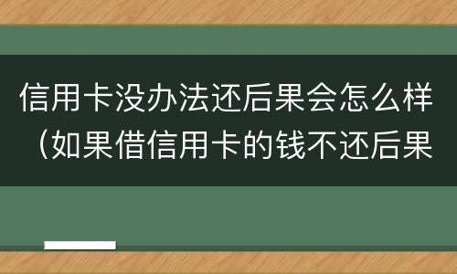 信用卡没办法还后果会怎么样（如果借信用卡的钱不还后果怎么样）