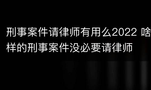 刑事案件请律师有用么2022 啥样的刑事案件没必要请律师