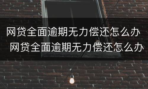 网贷全面逾期无力偿还怎么办 网贷全面逾期无力偿还怎么办理