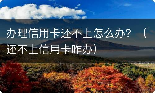 办理信用卡还不上怎么办？（还不上信用卡咋办）