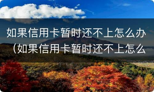 如果信用卡暂时还不上怎么办（如果信用卡暂时还不上怎么办）