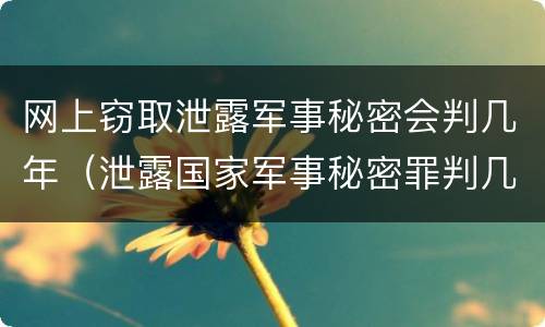 网上窃取泄露军事秘密会判几年（泄露国家军事秘密罪判几年）