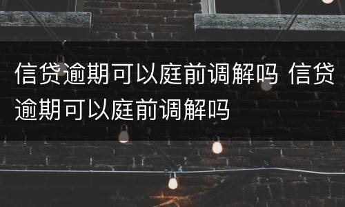 信贷逾期可以庭前调解吗 信贷逾期可以庭前调解吗