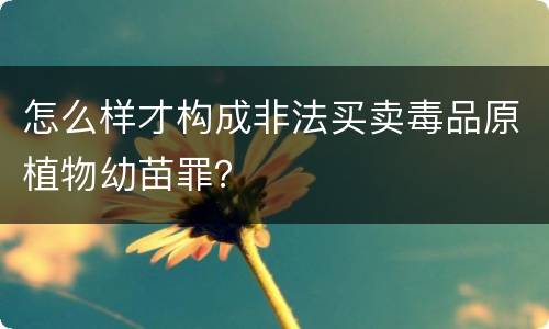怎么样才构成非法买卖毒品原植物幼苗罪？