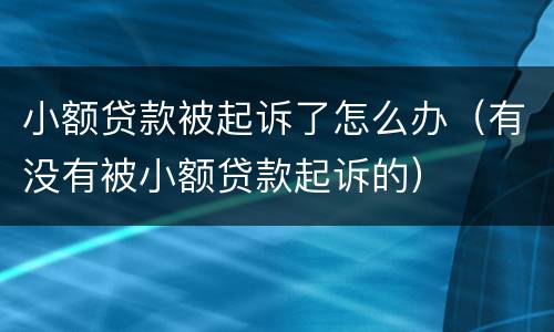 小额贷款被起诉了怎么办（有没有被小额贷款起诉的）