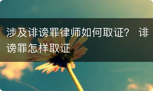涉及诽谤罪律师如何取证？ 诽谤罪怎样取证