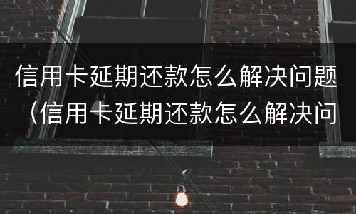 信用卡延期还款怎么解决问题（信用卡延期还款怎么解决问题呢）