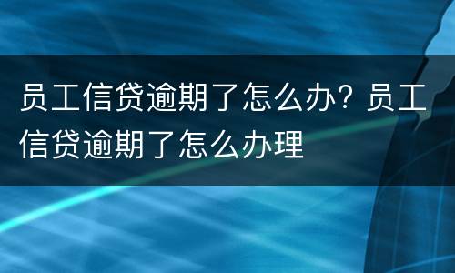 员工信贷逾期了怎么办? 员工信贷逾期了怎么办理