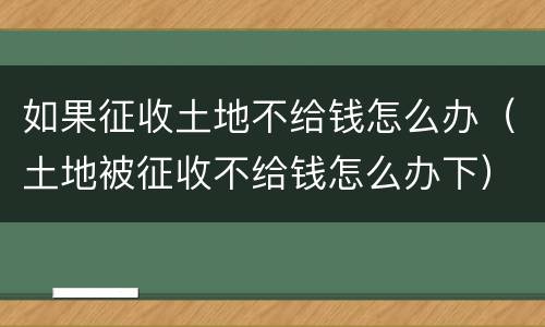 如果征收土地不给钱怎么办（土地被征收不给钱怎么办下）