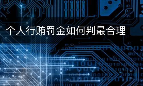 个人行贿罚金如何判最合理