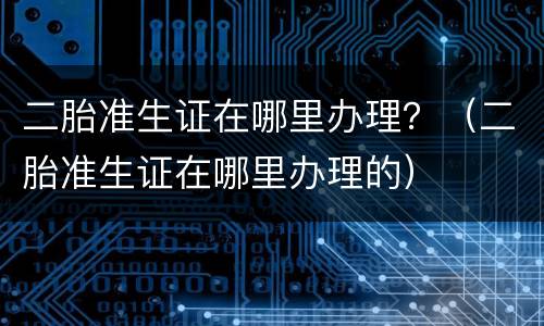 二胎准生证在哪里办理？（二胎准生证在哪里办理的）