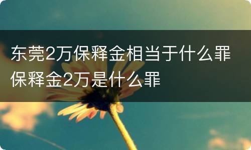 东莞2万保释金相当于什么罪 保释金2万是什么罪