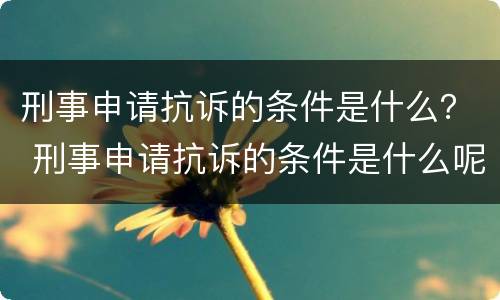 刑事申请抗诉的条件是什么？ 刑事申请抗诉的条件是什么呢