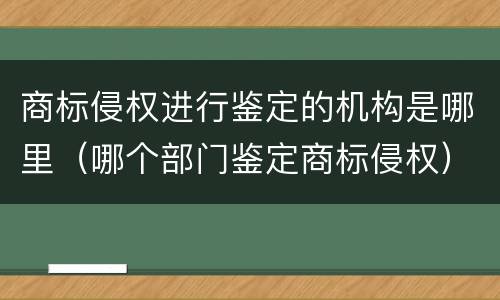 商标侵权进行鉴定的机构是哪里（哪个部门鉴定商标侵权）