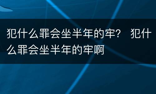 犯什么罪会坐半年的牢？ 犯什么罪会坐半年的牢啊