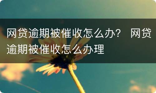 网贷逾期被催收怎么办？ 网贷逾期被催收怎么办理