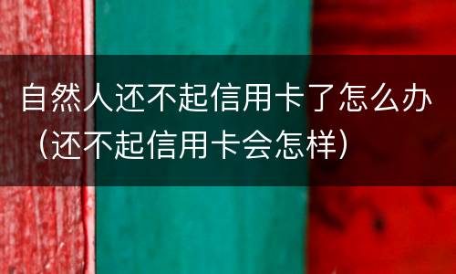 自然人还不起信用卡了怎么办（还不起信用卡会怎样）