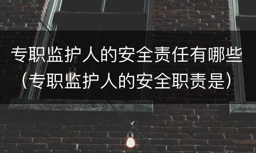 专职监护人的安全责任有哪些（专职监护人的安全职责是）