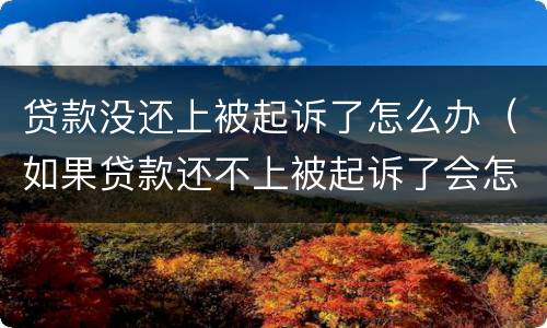 贷款没还上被起诉了怎么办（如果贷款还不上被起诉了会怎么样）