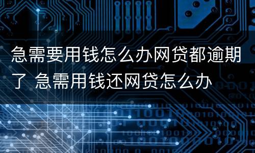 急需要用钱怎么办网贷都逾期了 急需用钱还网贷怎么办