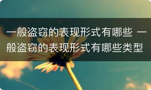 一般盗窃的表现形式有哪些 一般盗窃的表现形式有哪些类型