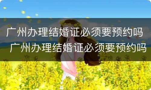 广州办理结婚证必须要预约吗 广州办理结婚证必须要预约吗现在