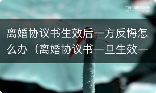 离婚协议书生效后一方反悔怎么办（离婚协议书一旦生效一方反悔）