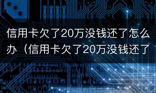 信用卡欠了20万没钱还了怎么办（信用卡欠了20万没钱还了怎么办呢）