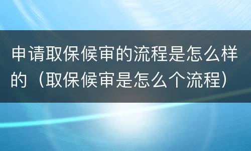 申请取保候审的流程是怎么样的（取保候审是怎么个流程）