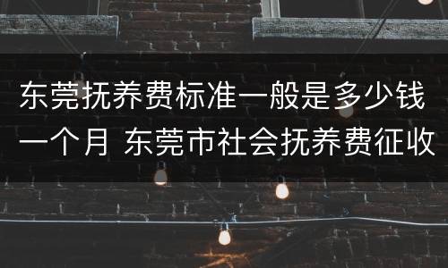 东莞抚养费标准一般是多少钱一个月 东莞市社会抚养费征收标准是多少