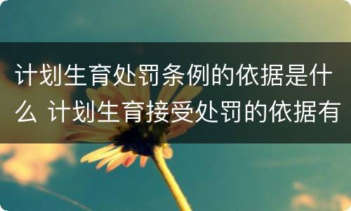 计划生育处罚条例的依据是什么 计划生育接受处罚的依据有哪些