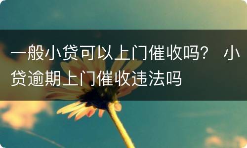 一般小贷可以上门催收吗？ 小贷逾期上门催收违法吗
