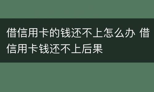 借信用卡的钱还不上怎么办 借信用卡钱还不上后果