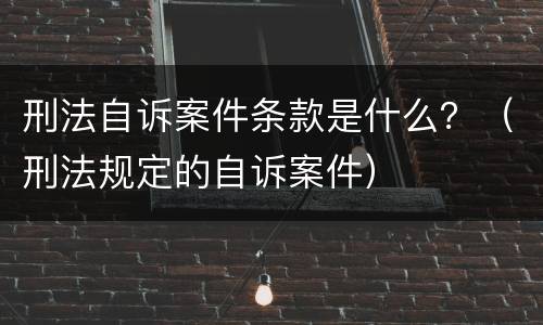刑法自诉案件条款是什么？（刑法规定的自诉案件）