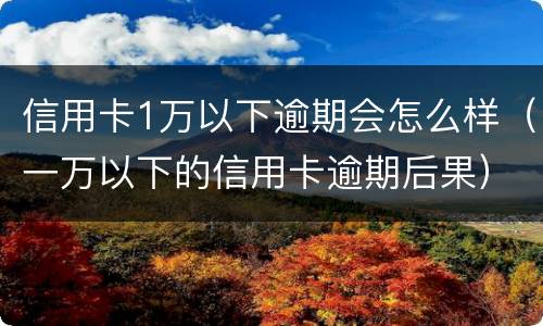 信用卡1万以下逾期会怎么样（一万以下的信用卡逾期后果）