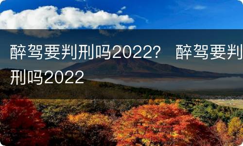 醉驾要判刑吗2022？ 醉驾要判刑吗2022