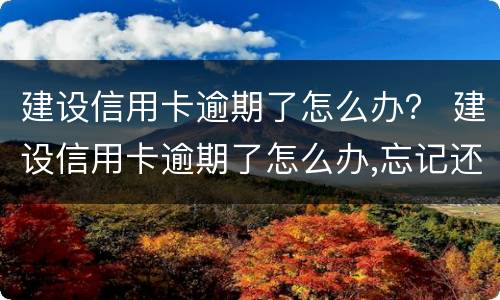 建设信用卡逾期了怎么办？ 建设信用卡逾期了怎么办,忘记还款了