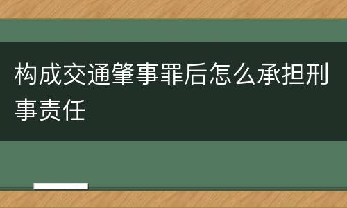 构成交通肇事罪后怎么承担刑事责任