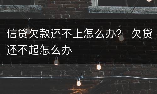信贷欠款还不上怎么办？ 欠贷还不起怎么办