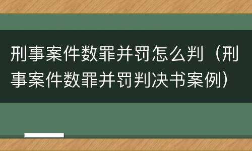 刑事案件数罪并罚怎么判（刑事案件数罪并罚判决书案例）