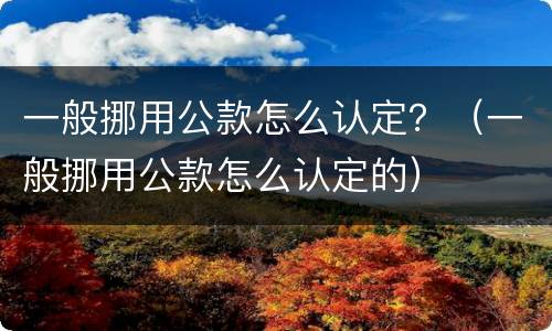 一般挪用公款怎么认定？（一般挪用公款怎么认定的）