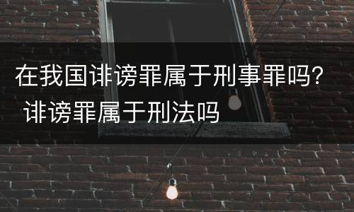 在我国诽谤罪属于刑事罪吗？ 诽谤罪属于刑法吗